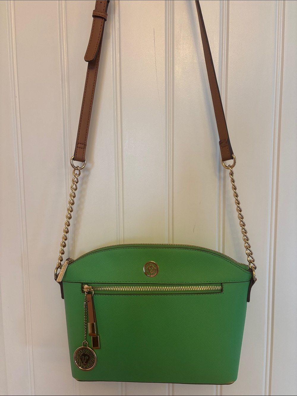 Anne Klein Bright Green Faux Leather Dome Crossbody